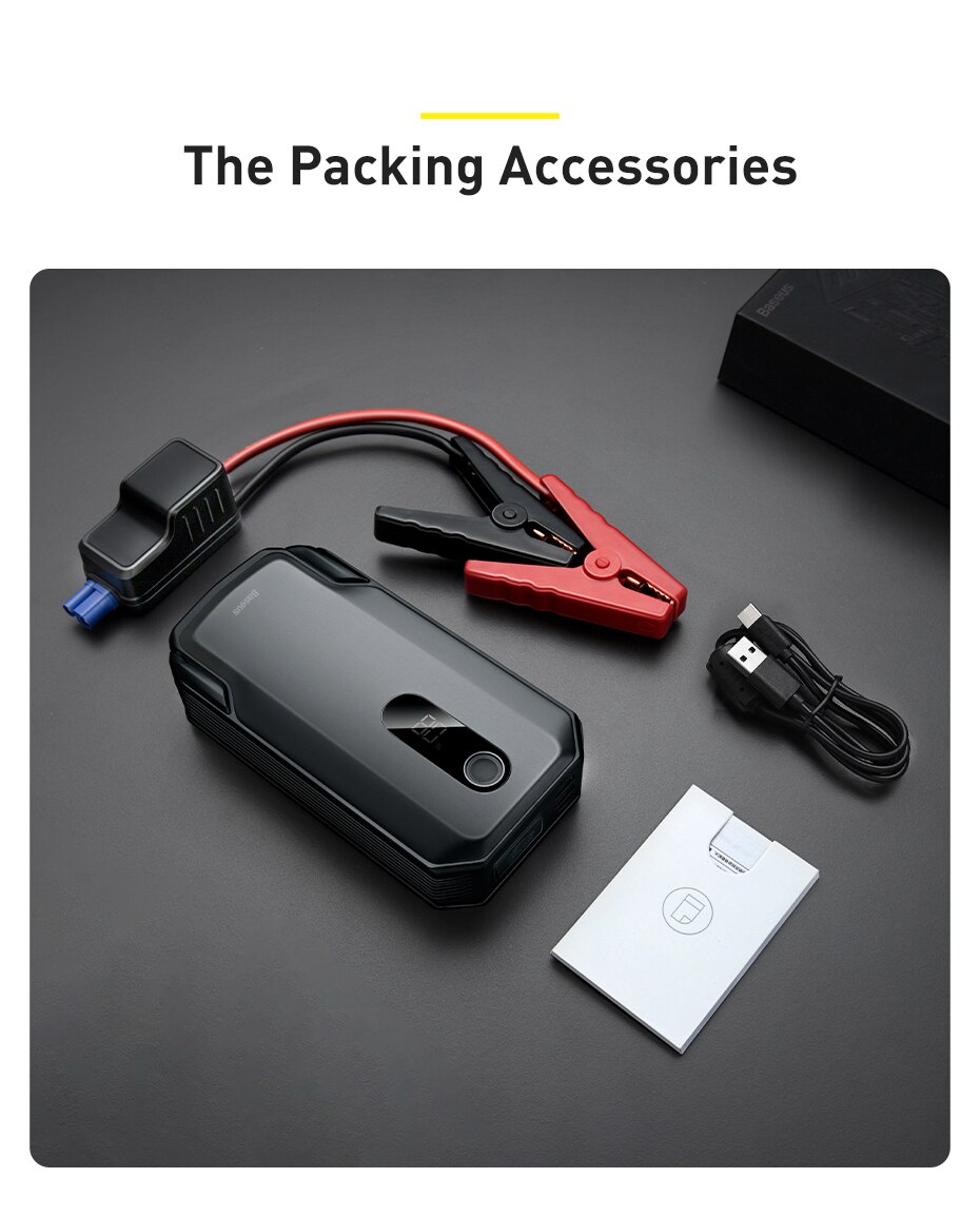 Baseus 20000mAh Car Jump Starter Power Bank 2000A 12V Portable Battery Charger Auto Emergency Booster Starting Device Jump Start