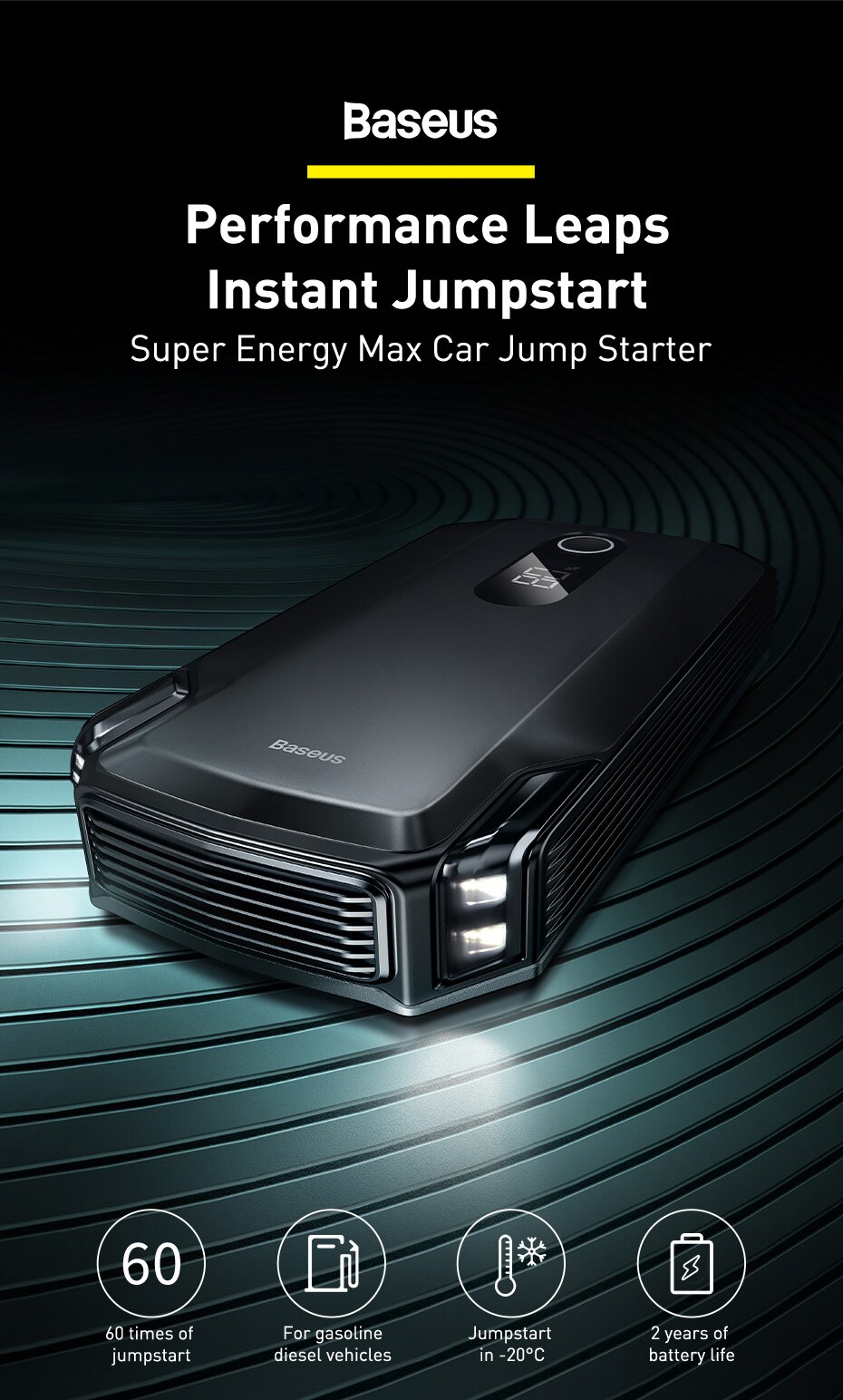 Baseus 20000mAh Car Jump Starter Power Bank 2000A 12V Portable Battery Charger Auto Emergency Booster Starting Device Jump Start