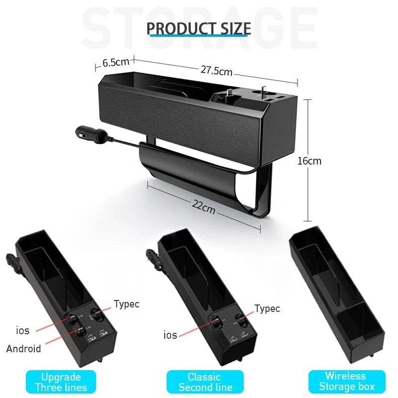 Car Seat Gap Storage Box Interior Auto Seat Crevice Organizer ABS Seat Side Pocket Box IOS QC3 Charge Wire USB Port Accessories Car Seat Gap Storage Box Interior Auto Seat Crevice Organizer ABS Seat Side Pocket Box IOS QC3 Charge Wire USB Port Accessories