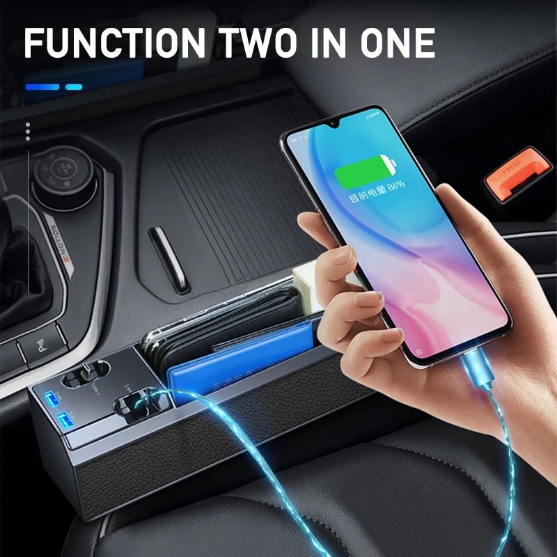 Car Seat Gap Storage Box Interior Auto Seat Crevice Organizer ABS Seat Side Pocket Box IOS QC3 Charge Wire USB Port Accessories Car Seat Gap Storage Box Interior Auto Seat Crevice Organizer ABS Seat Side Pocket Box IOS QC3 Charge Wire USB Port Accessories