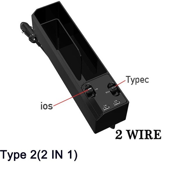 Car Seat Gap Storage Box Interior Auto Seat Crevice Organizer ABS Seat Side Pocket Box IOS QC3 Charge Wire USB Port Accessories